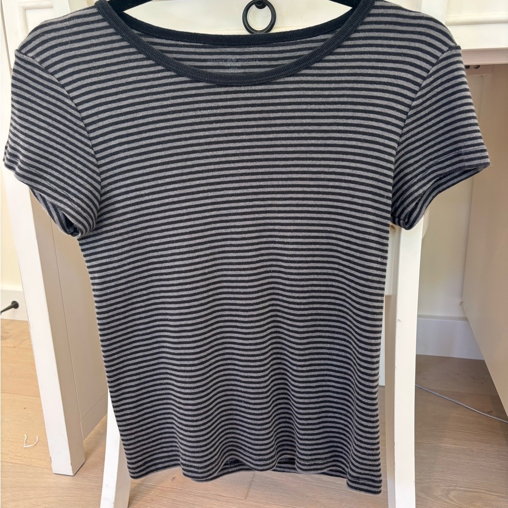 Striped Black and Gray Women's Top